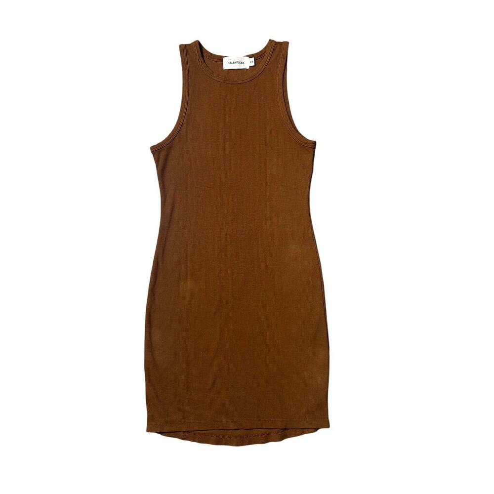 Talentless Brown Ribbed Tank Dress